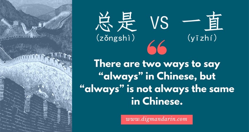 总是 VS 一直: “Always” is not always the same in Chinese